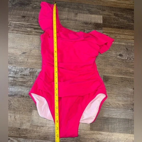 Profile by Gottex Tutti Frutti Raspberry One Shoulder Ruffle One Piece size 6 - Picture 7 of 7